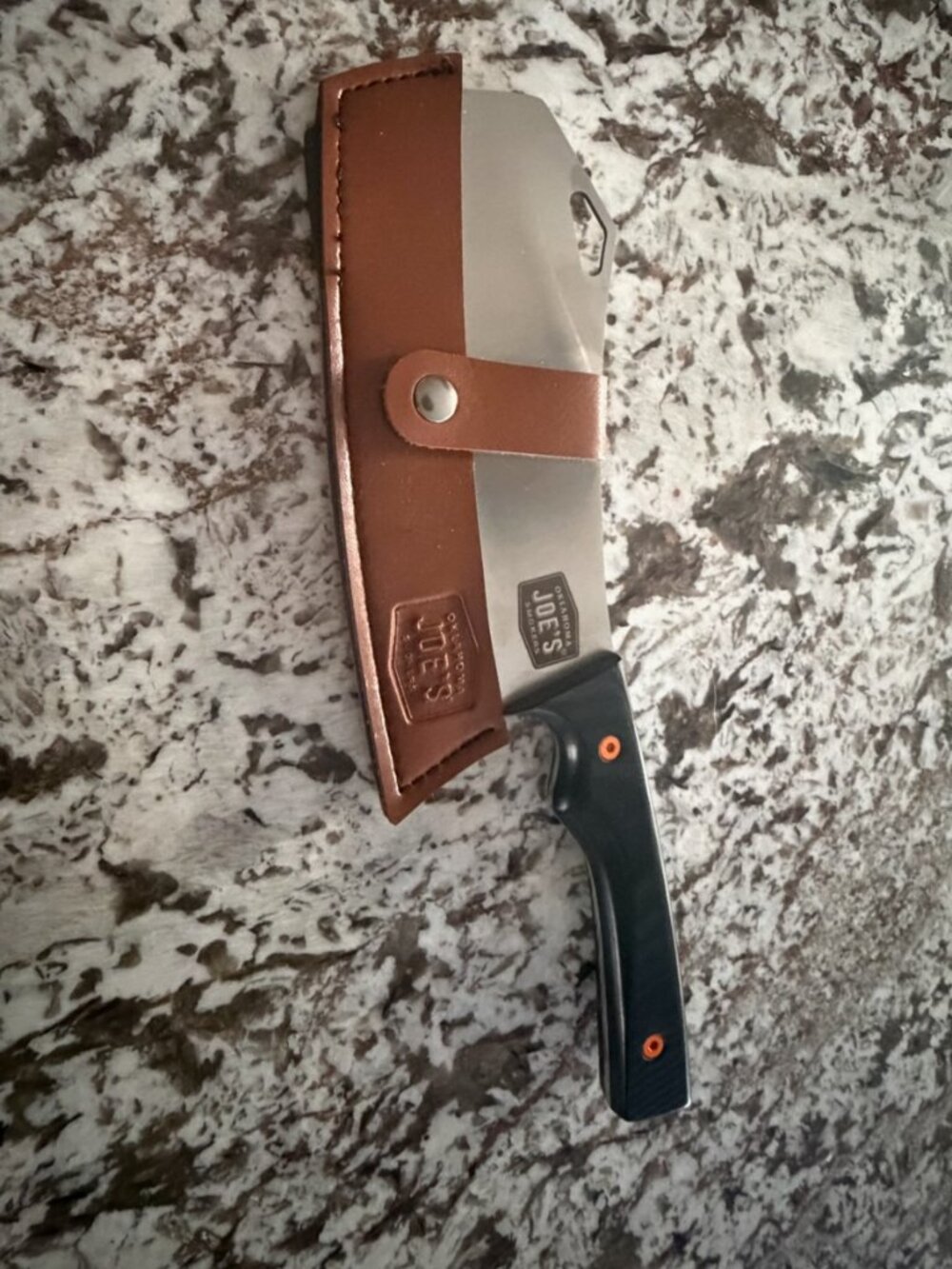 NEW Oklahoma Joe's SmokeCraft Collection Knife Cleaver Including Leather Sheath